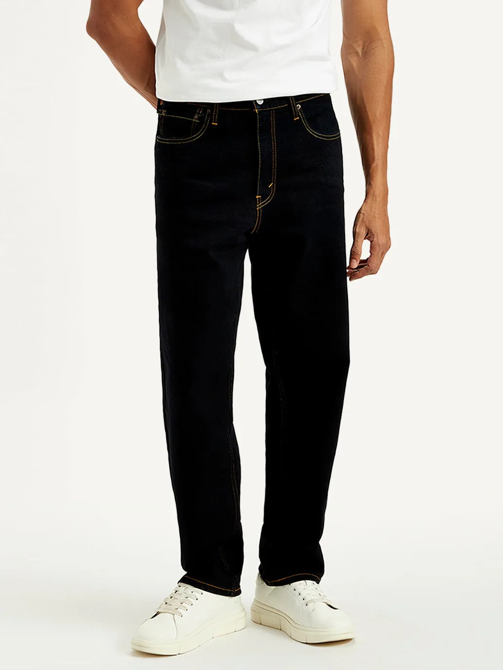 Men's 568 Dark Blue Loose Fit Mid Rise Jeans Timeless Outfit Year Round