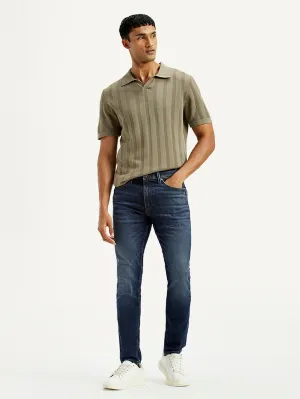 Men's Redloop 512 Dark Indigo Slim Tapered Fit Mid Rise Jeans City Walk Bold Look Stretch Road Trip Brunch Outfit
