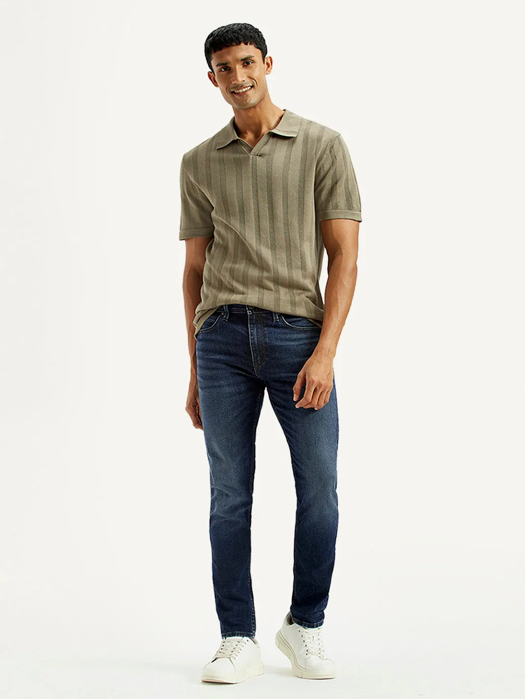 Men's Redloop 512 Dark Indigo Slim Tapered Fit Mid Rise Jeans Simple clothing