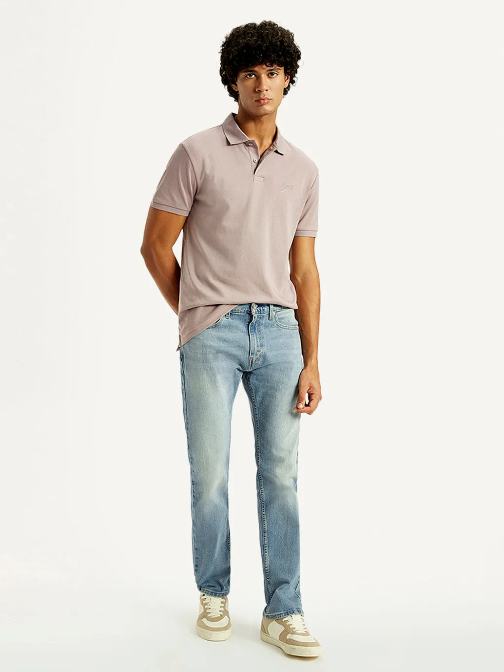 Base Wear Men's Tinted 505 Light Indigo Straight Fit Mid Rise Jeans