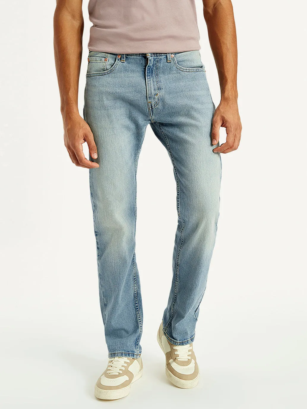 Men's Tinted 505 Light Indigo Straight Fit Mid Rise Jeans Casual Fit