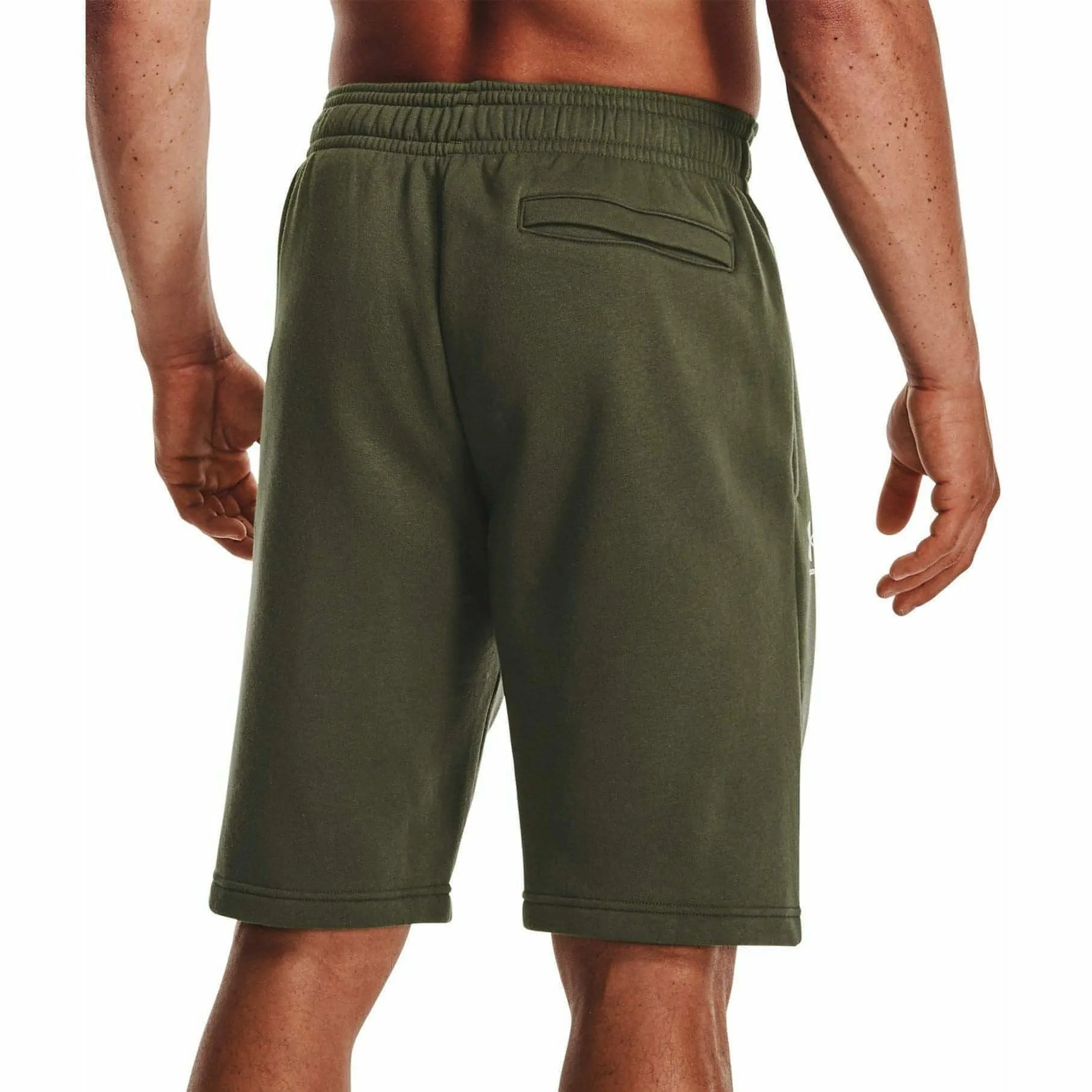 Under Armour Rival Fleece Camo Script Mens Training Shorts - Green AdjustableDrawstring