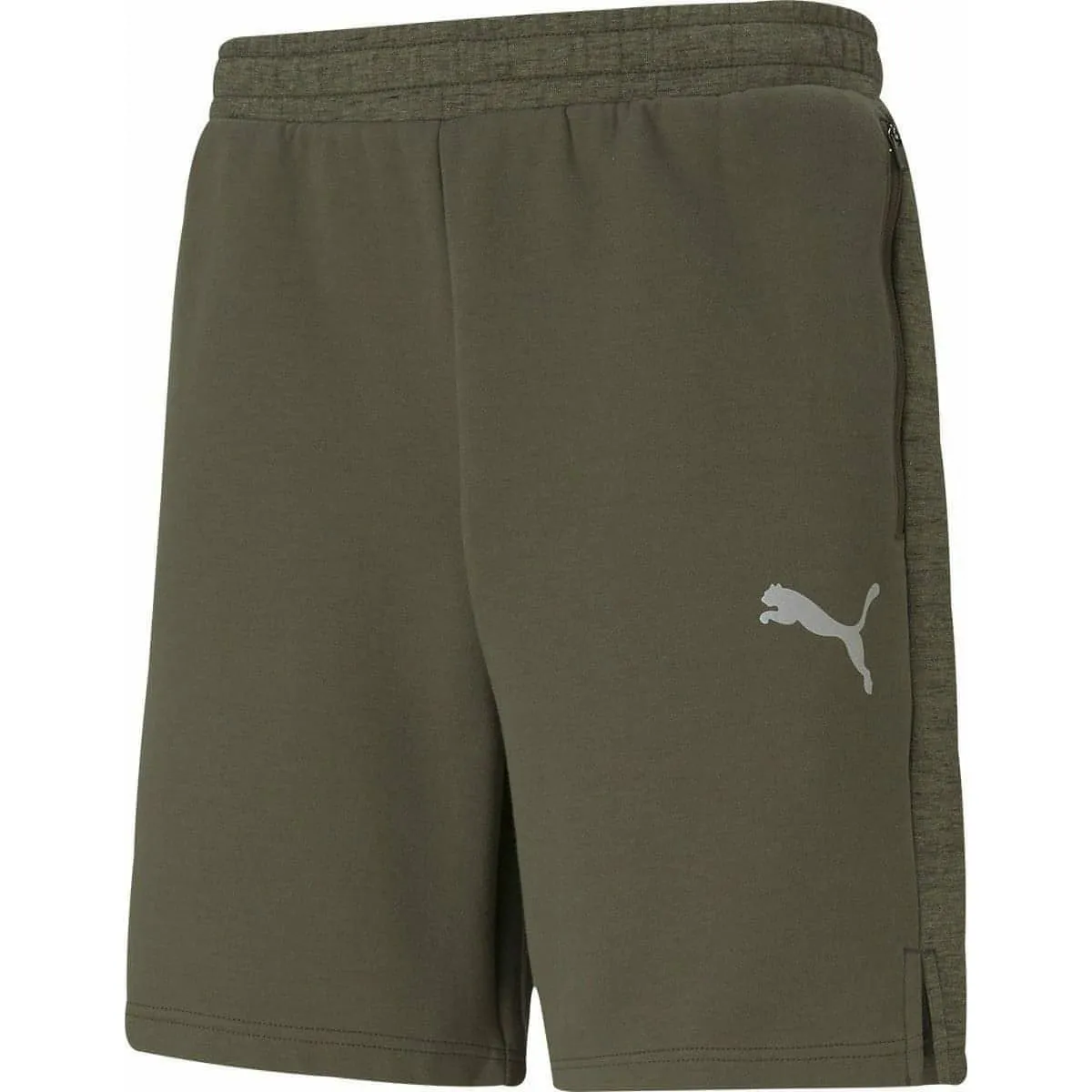 SeamlessConstruction Fashion Fit Puma EvoStripe Mens Training Shorts - Green