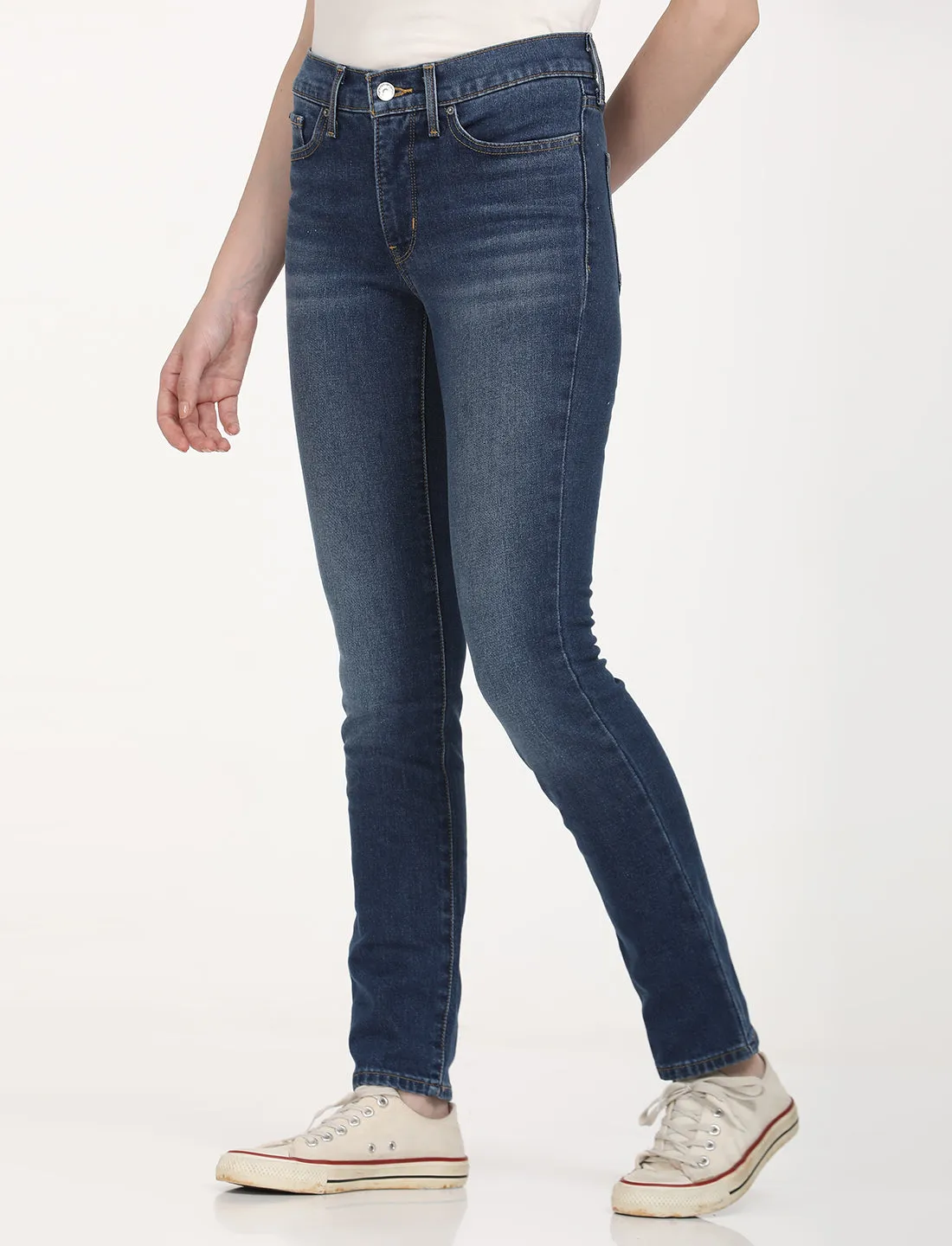 Women's 312 Blue Straight Fit Mid Rise Jeans Breathable Classic Wear Eco Friendly Shape Retention