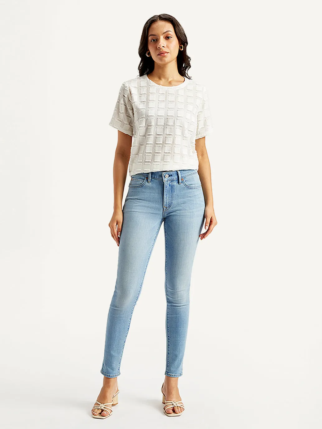 City Walk Smooth Home Comfort Teen Outfit Women's 711 Light Blue Skinny Fit Mid Rise Jeans