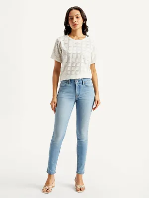 Women's 711 Light Blue Skinny Fit Mid Rise Jeans No Gap Waistband