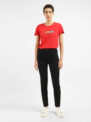 Women's 721 Black Skinny Fit High Rise Jeans Weighted Hemline