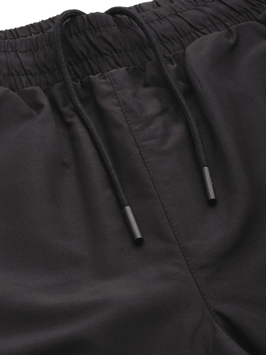 Laser Cut Edges Alcis Men Black Solid Track Pants