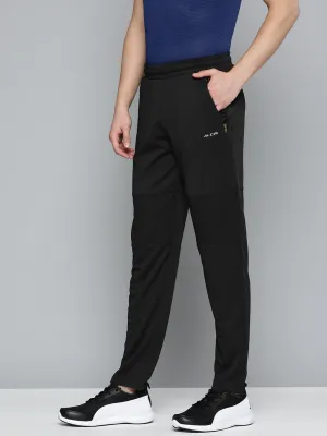 Bi Stretch Fabric Low Bulk Design Alcis Men Black Solid Slim Fit Track Pants