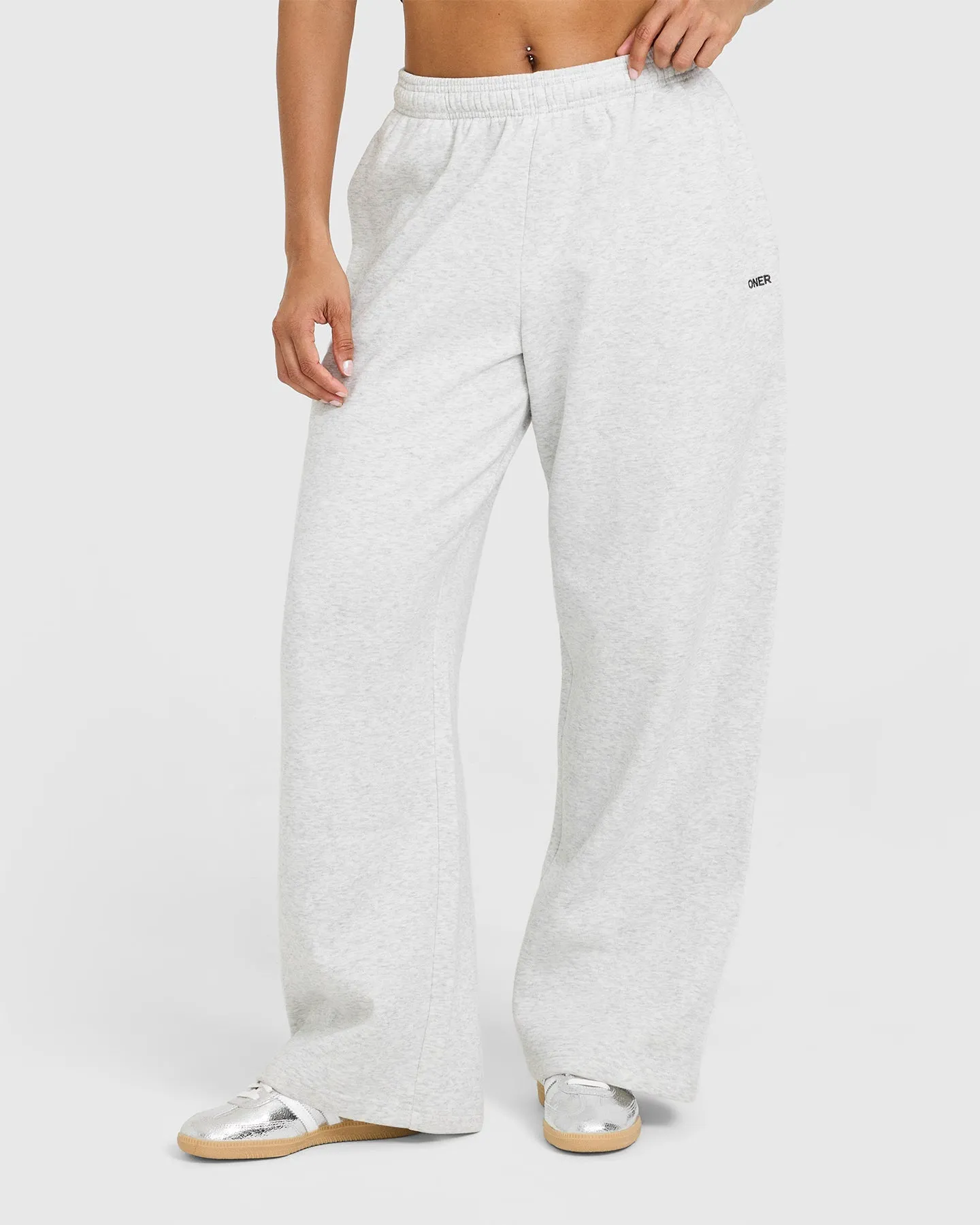 Foundations Oversized Straight Leg Joggers | Light Grey Marl MultiPocket Configuration Core Ease Durable Fabric
