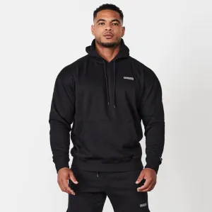 Heat Transfer Graphics Adjustable Hood Vanquish Essential Black Oversized Pullover Hoodie