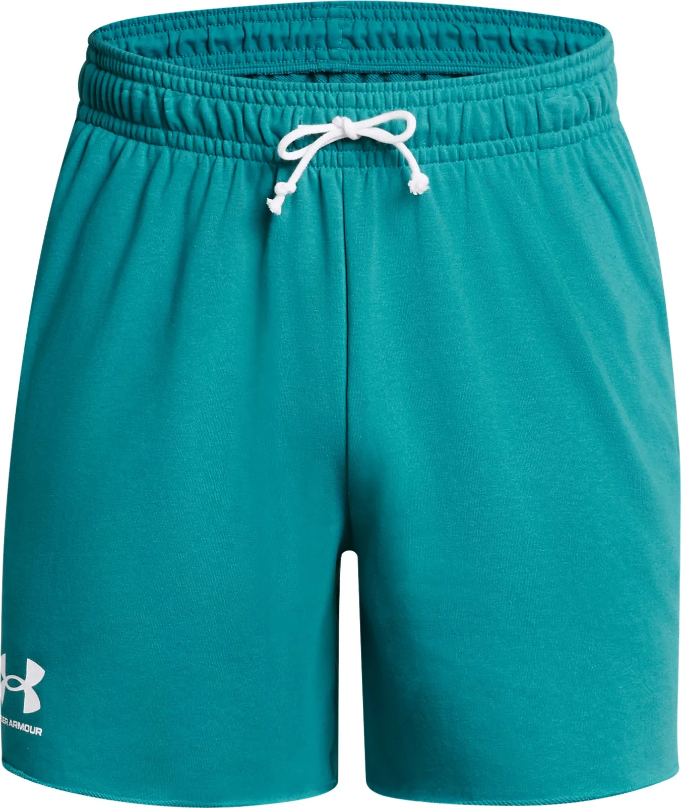 Under Armour Rival Terry 6 Inch Mens Training Shorts - Green Sweat Wicking Fabric