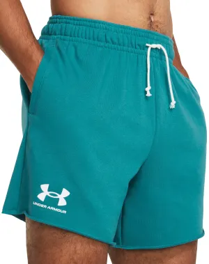 Under Armour Rival Terry 6 Inch Mens Training Shorts - Green Wrinkle-Resistant fitness industry