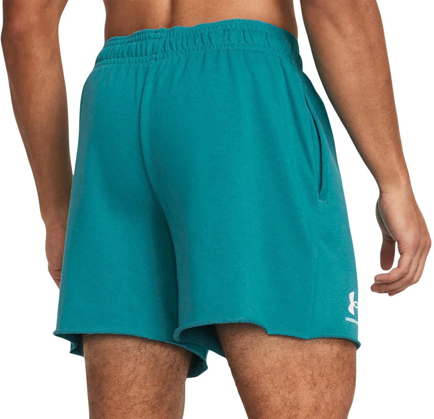 Under Armour Rival Terry 6 Inch Mens Training Shorts - Green Stretchy Waist Odor Lock Technology