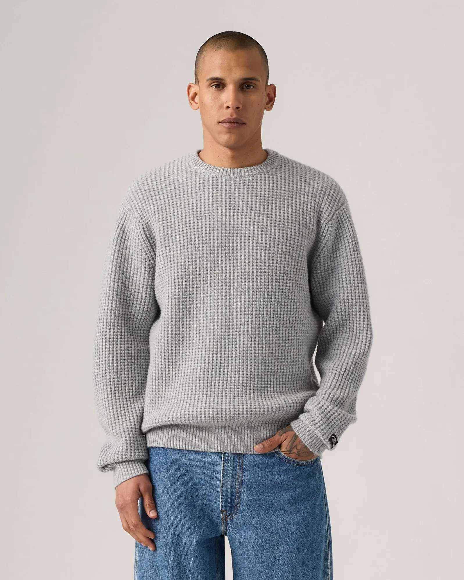 Levi's? Presidio Wool Crew Knit - Mid Tone Grey Heather Sharp Vibe Bold Road Trip