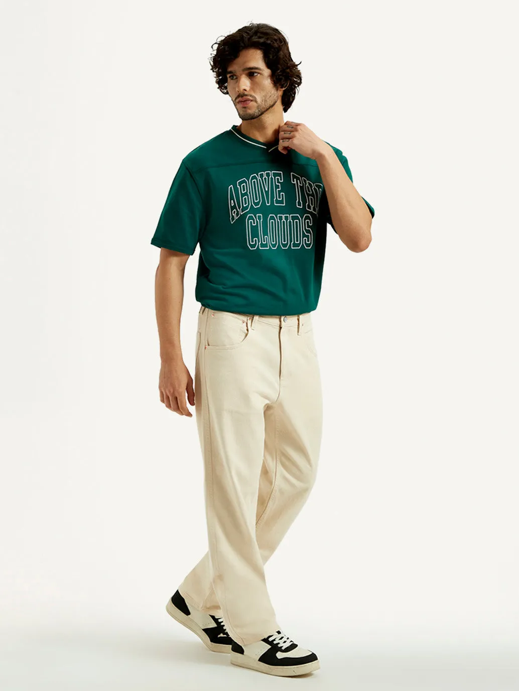 Men's 568 Beige Loose Fit Mid Rise Jeans Lifestyle Choice