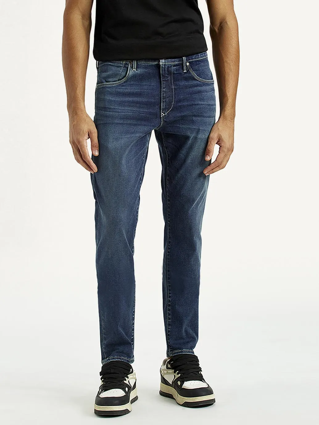 Neutral Casual Streetwear Fan Men's Redloop 512 Dark Indigo Slim Tapered Fit Mid Rise Jeans