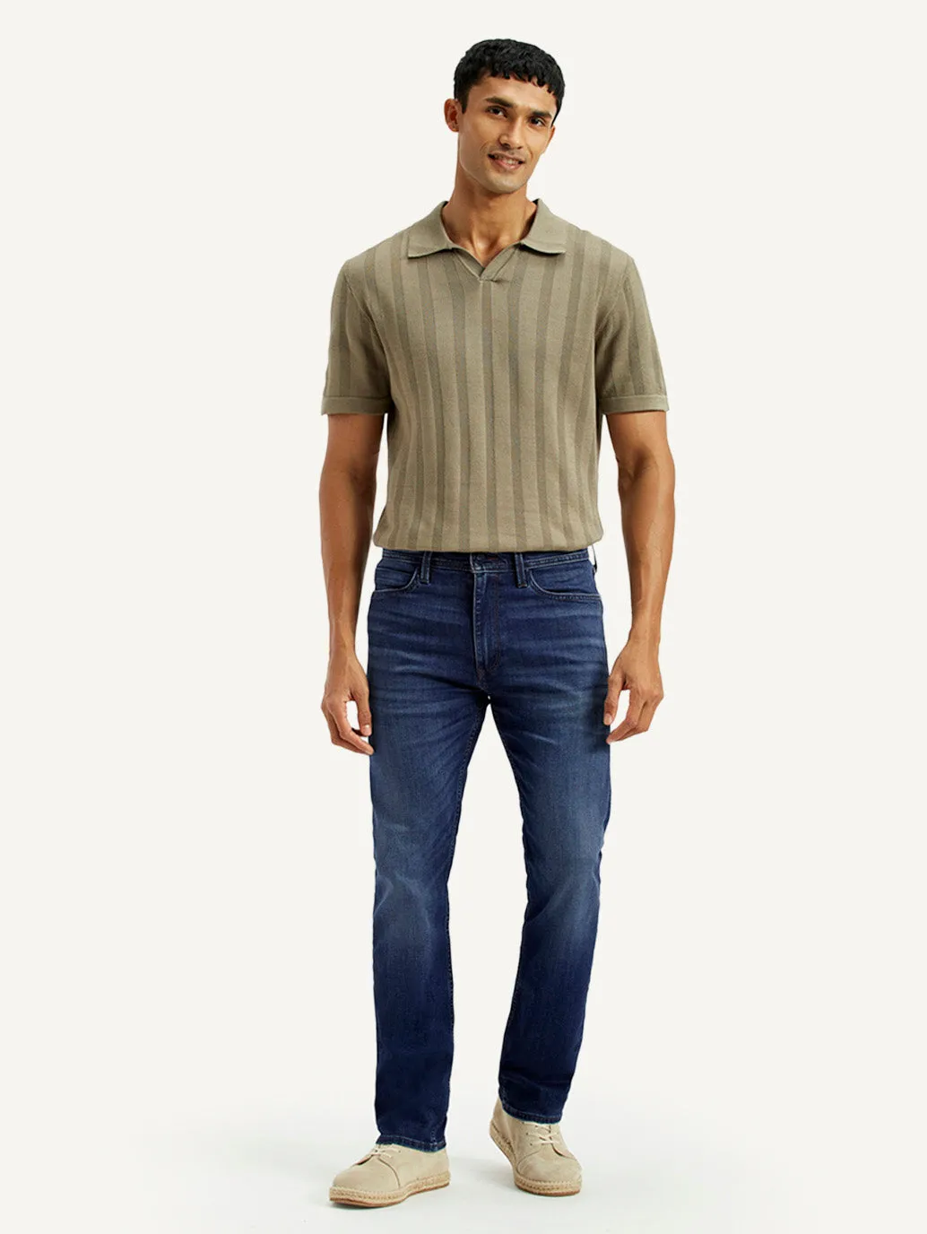 Leisure Wear Men's Redloop 513 Light Indigo Slim Straight Fit Mid Rise Jeans