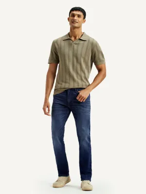 Men's Redloop 513 Light Indigo Slim Straight Fit Mid Rise Jeans Strong Stitch