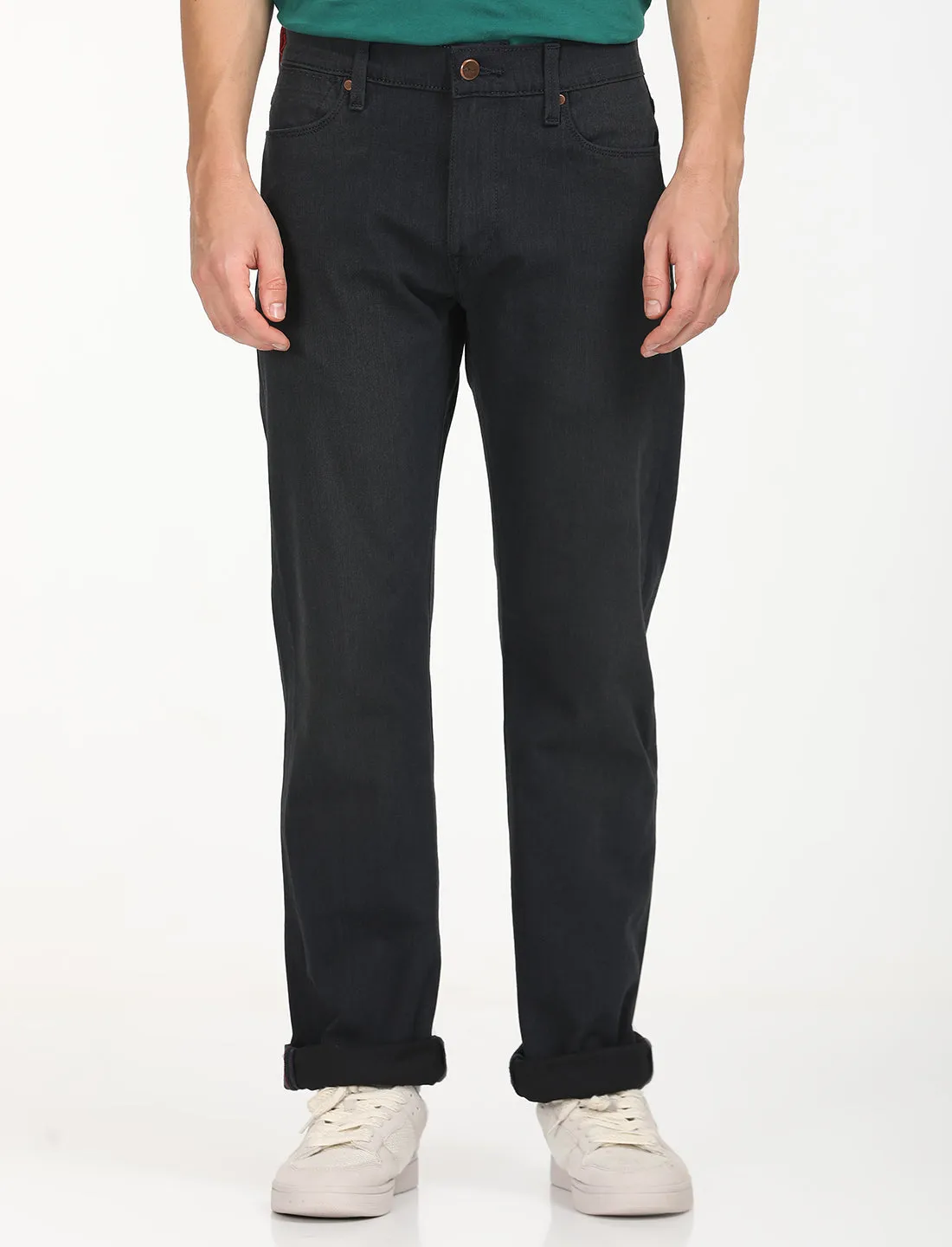 Men's Redloop 513 Navy Blue Slim Straight Fit Mid Rise Jeans Winter Warmth Sustainable