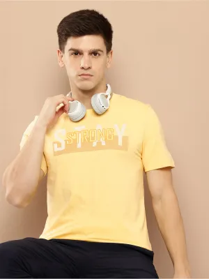 Alcis Men Typography Printed Anti Static Slim Fit Sports T-shirt EcoFriendlyProduction