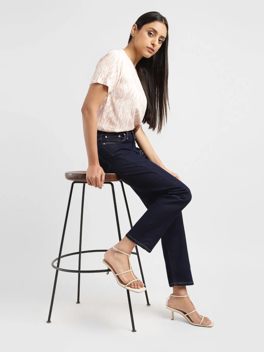 Women's Blue Wedgie Straight Fit Mid Rise Jeans Durable Athlete Fit Travel Outfit Stylish Casual