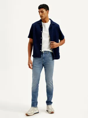 Men's 512 Navy Blue Slim Tapered Fit Mid Rise Jeans All Round Fit Relaxed Look