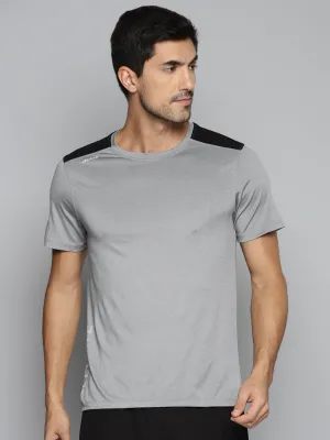 Cloud Core Cyber Core ALCIS Men Charcoal & Black Colourblocked Slim Fit Running T-shirt