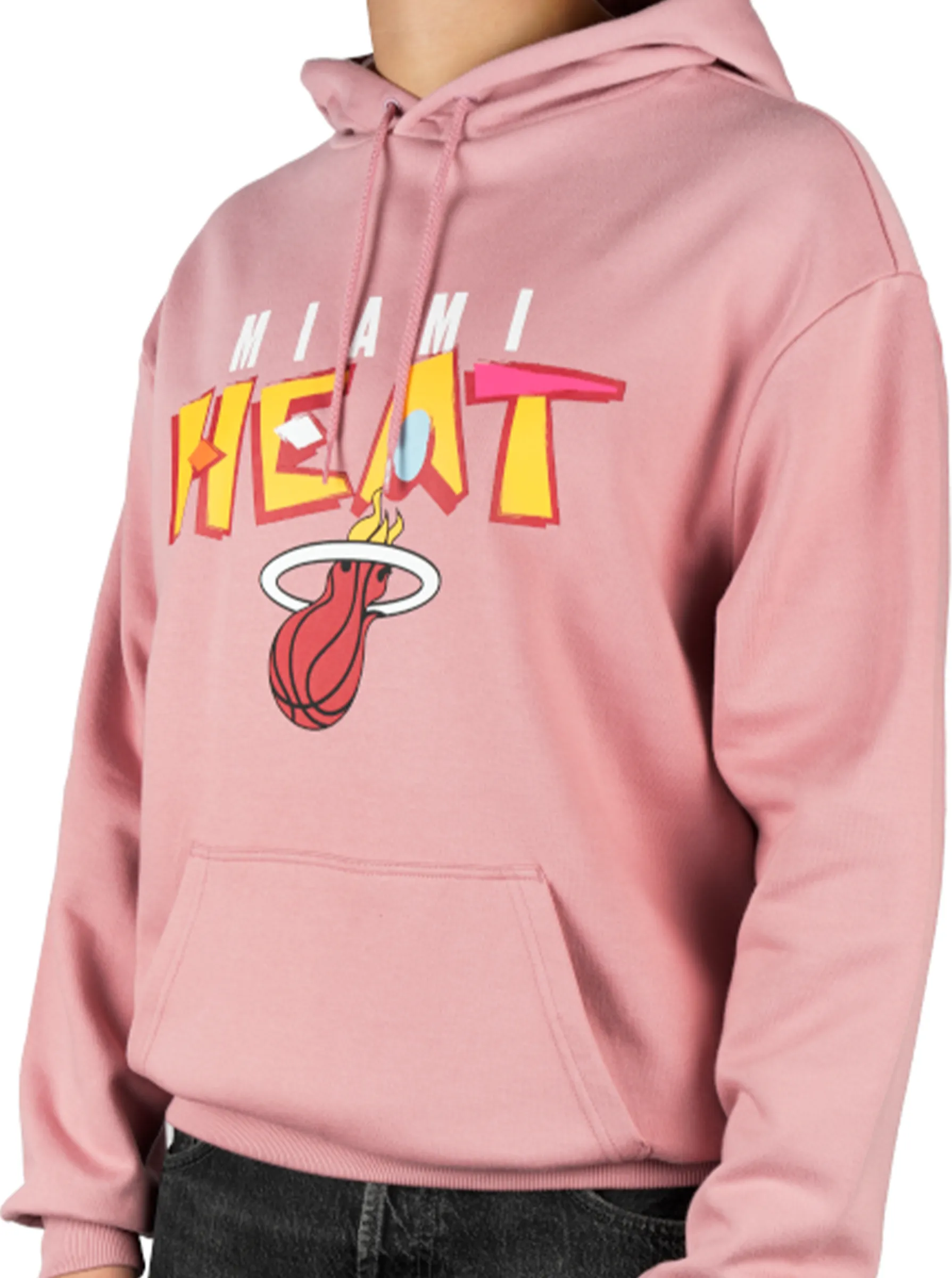 Quilted Panels Streetwear Style Miami Heat NBA Pullover Hoodie