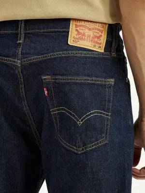 Men's 511 Navy Blue Slim Fit Mid Rise Jeans Quick Pick Artist Vibe Work Meeting Casual