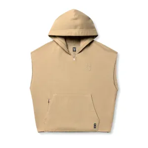 Street Fashion 0844. Tech Essential? Raw Hem Cutoff Hoodie - Khaki