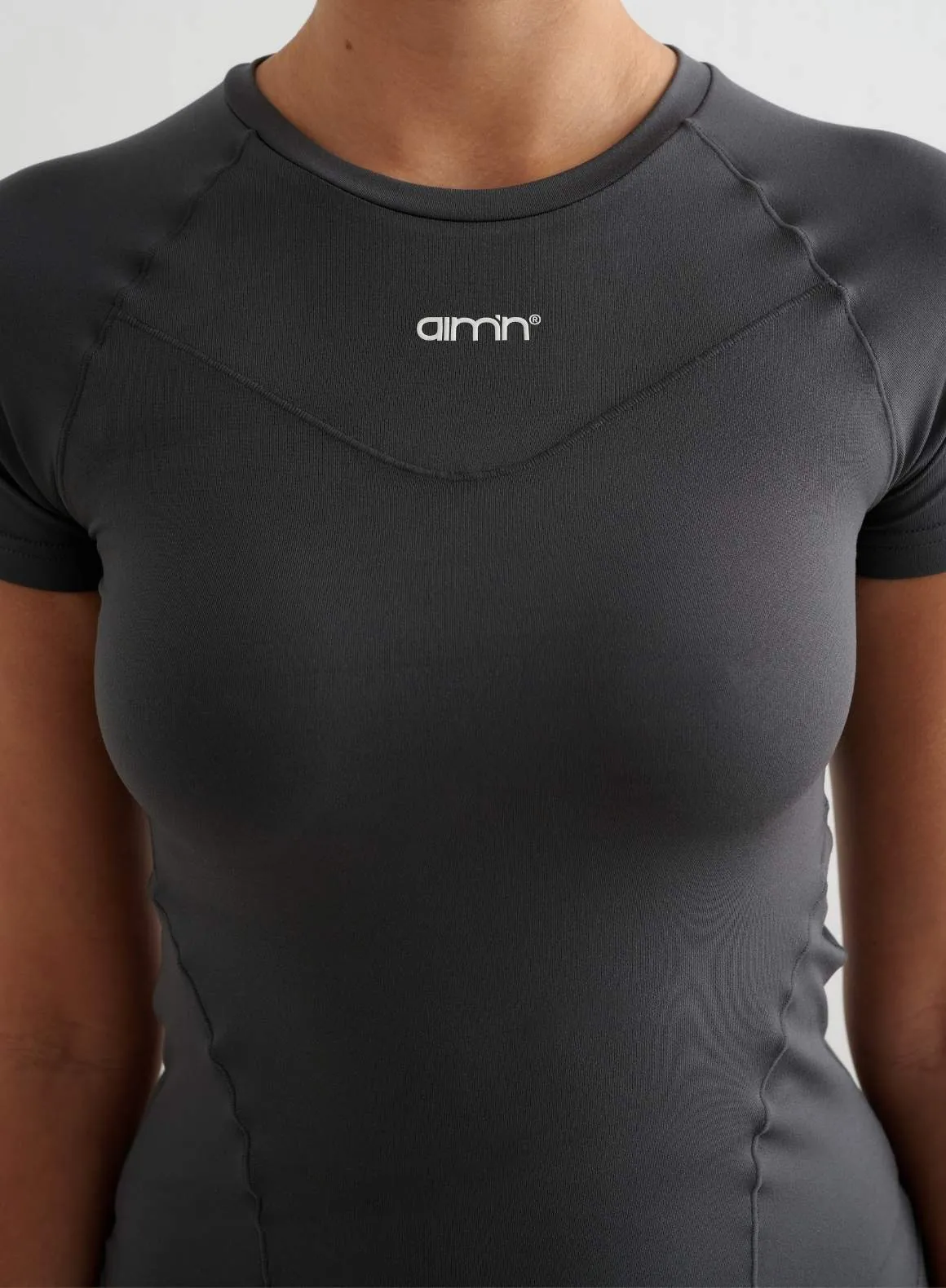 Shadow Grey Soft Basic Short Sleeve sports performance StretchFabric