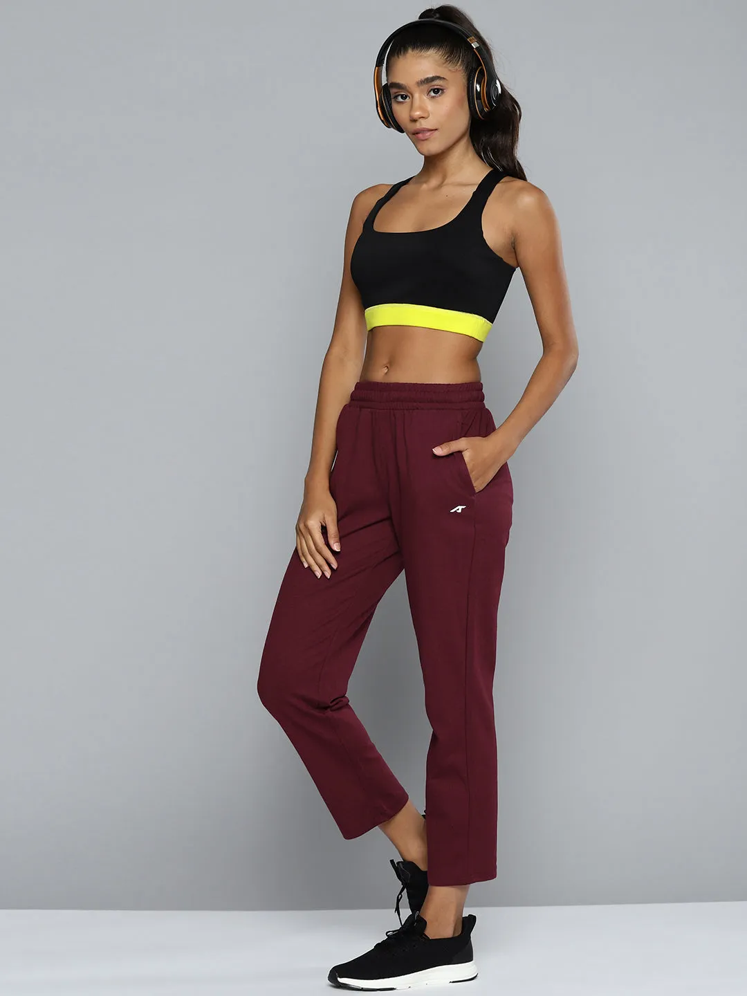 Low Bulk Material Anti Pilling ALCIS Women Maroon Solid Track Pants