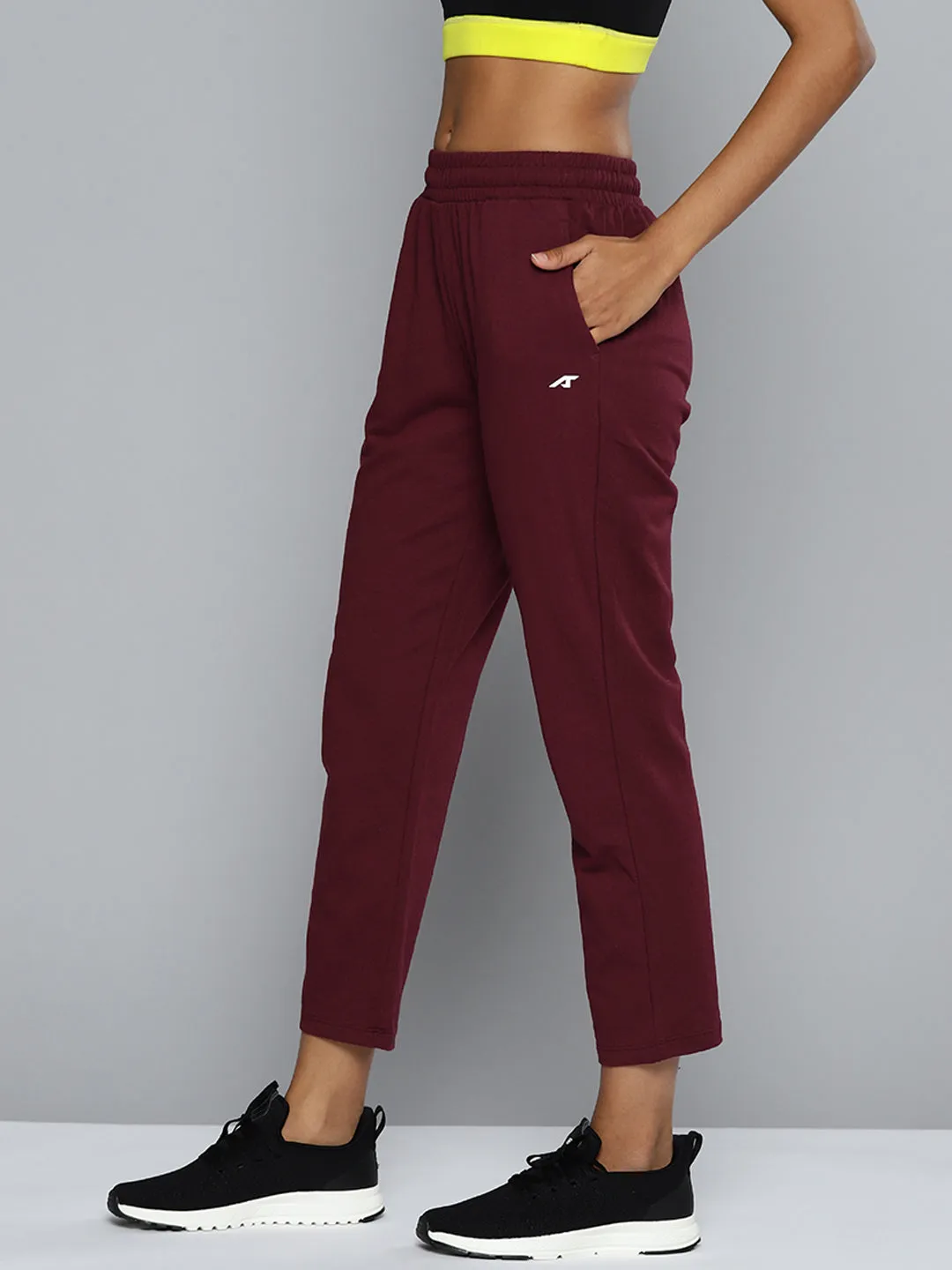 Simple Comfort ElasticWaist ALCIS Women Maroon Solid Track Pants