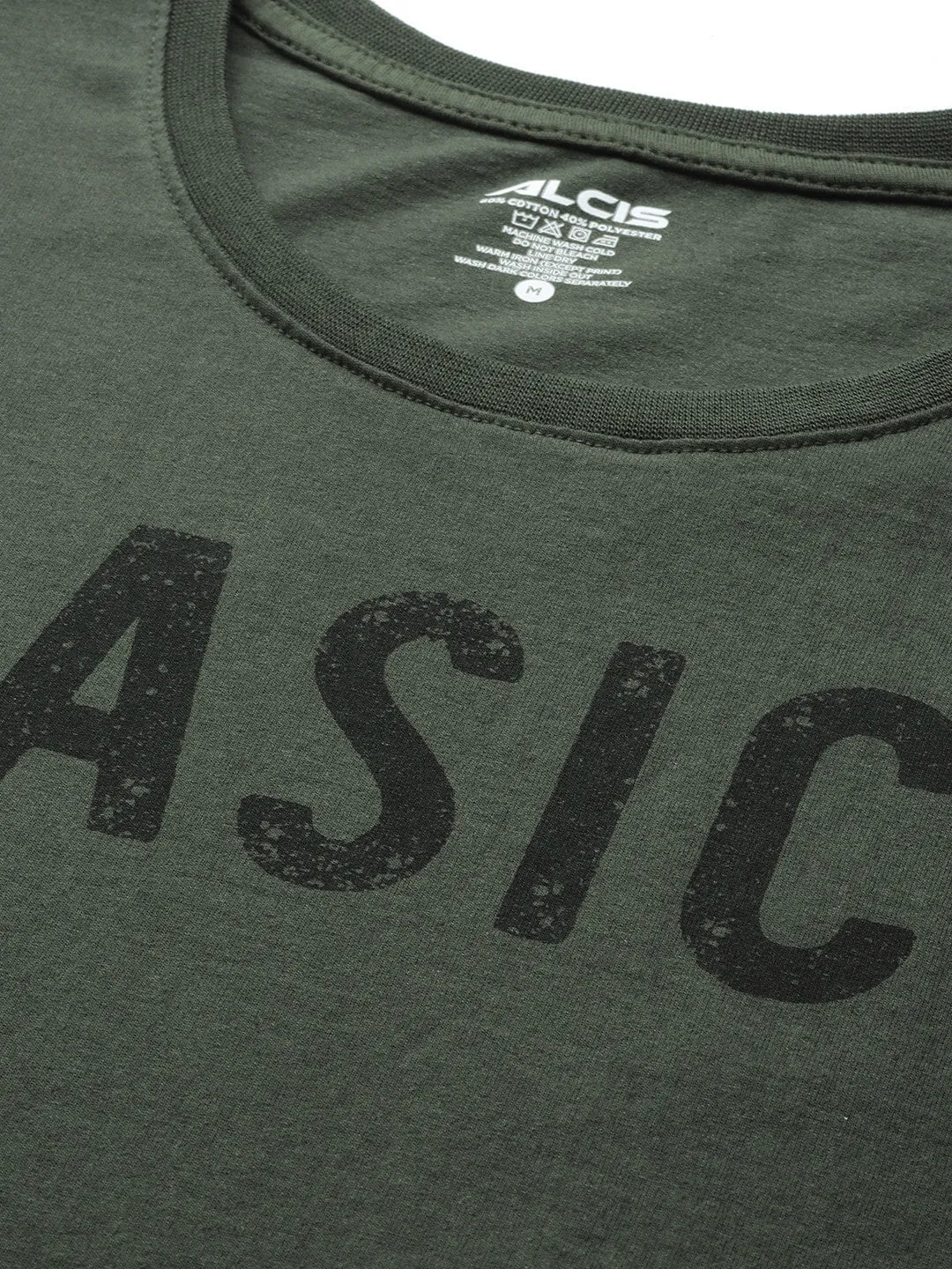 Alcis Men Olive Green Typography Printed Dry Tech Slim Fit T-shirt smooth zipper Photo Fit