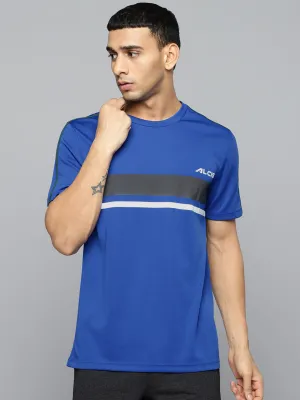 Alcis Men Blue Black Striped Detail Slim Fit T-shirt PunctureResistant Fabric