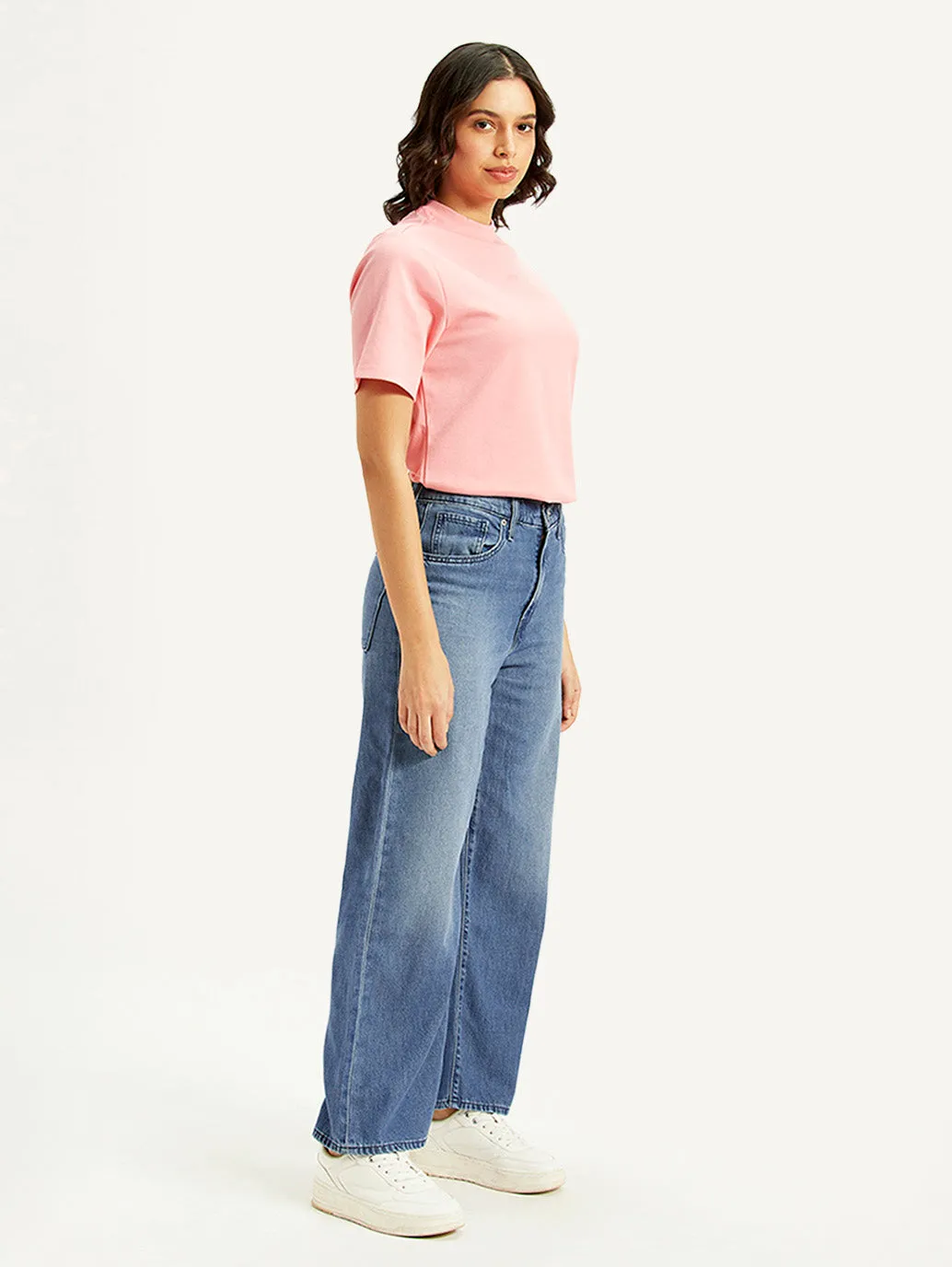 Style Essential Non Restrictive Thigh Women's Blue Mile High Wide Leg Fit High Rise Jeans