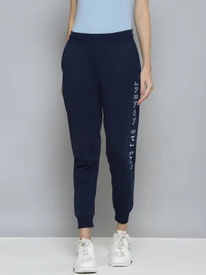 Alcis Women Navy Blue Slim Fit Cropped Running Joggers NonChafingLegs