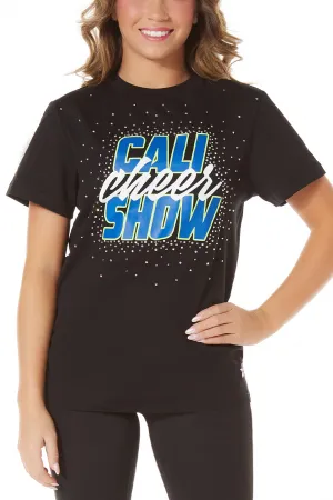 Cali Cheer Show Sparkle Tee in Black FourWayStretch