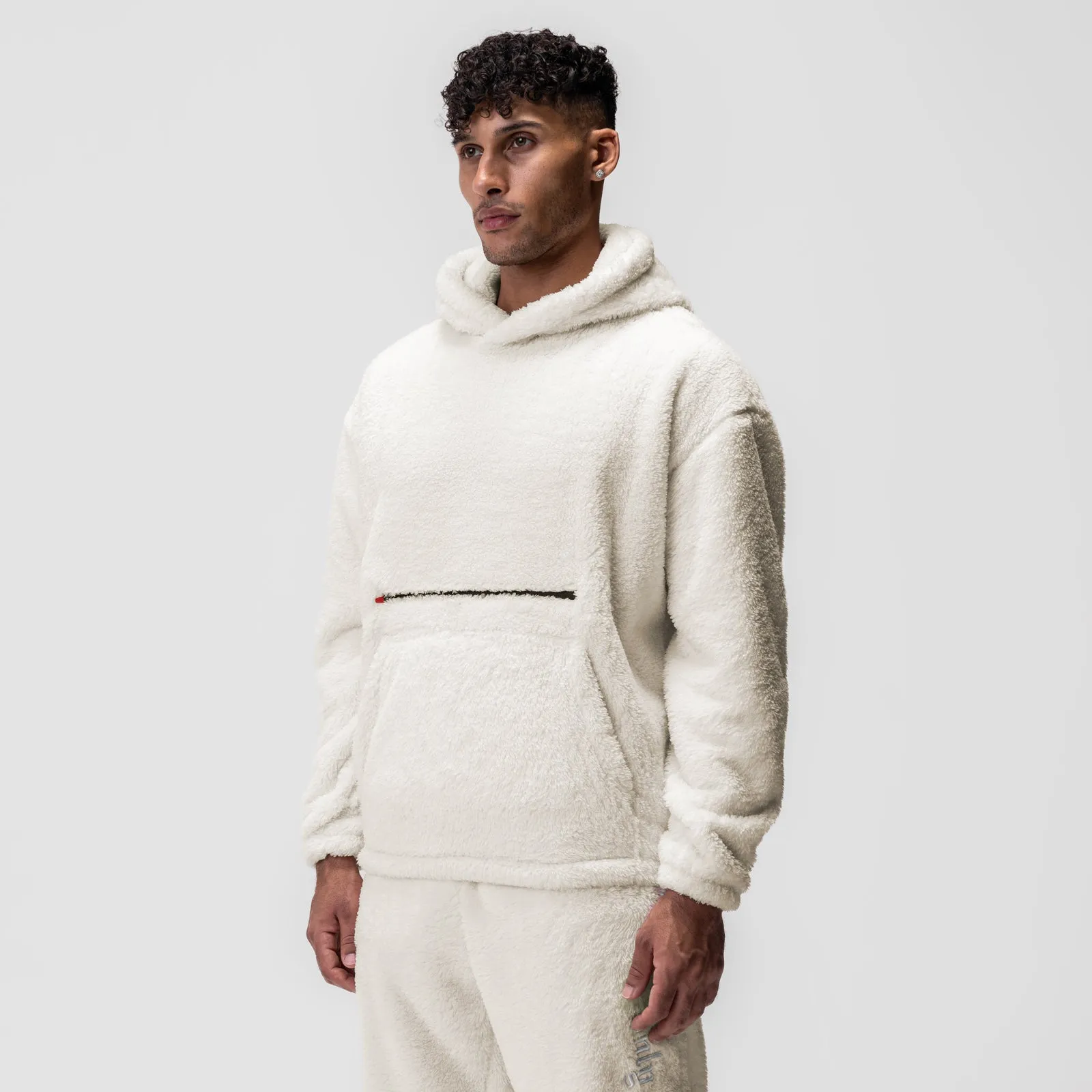 Middle Eastern style 0553. Sherpa Recovery Hoodie - Ivory Cream/Black