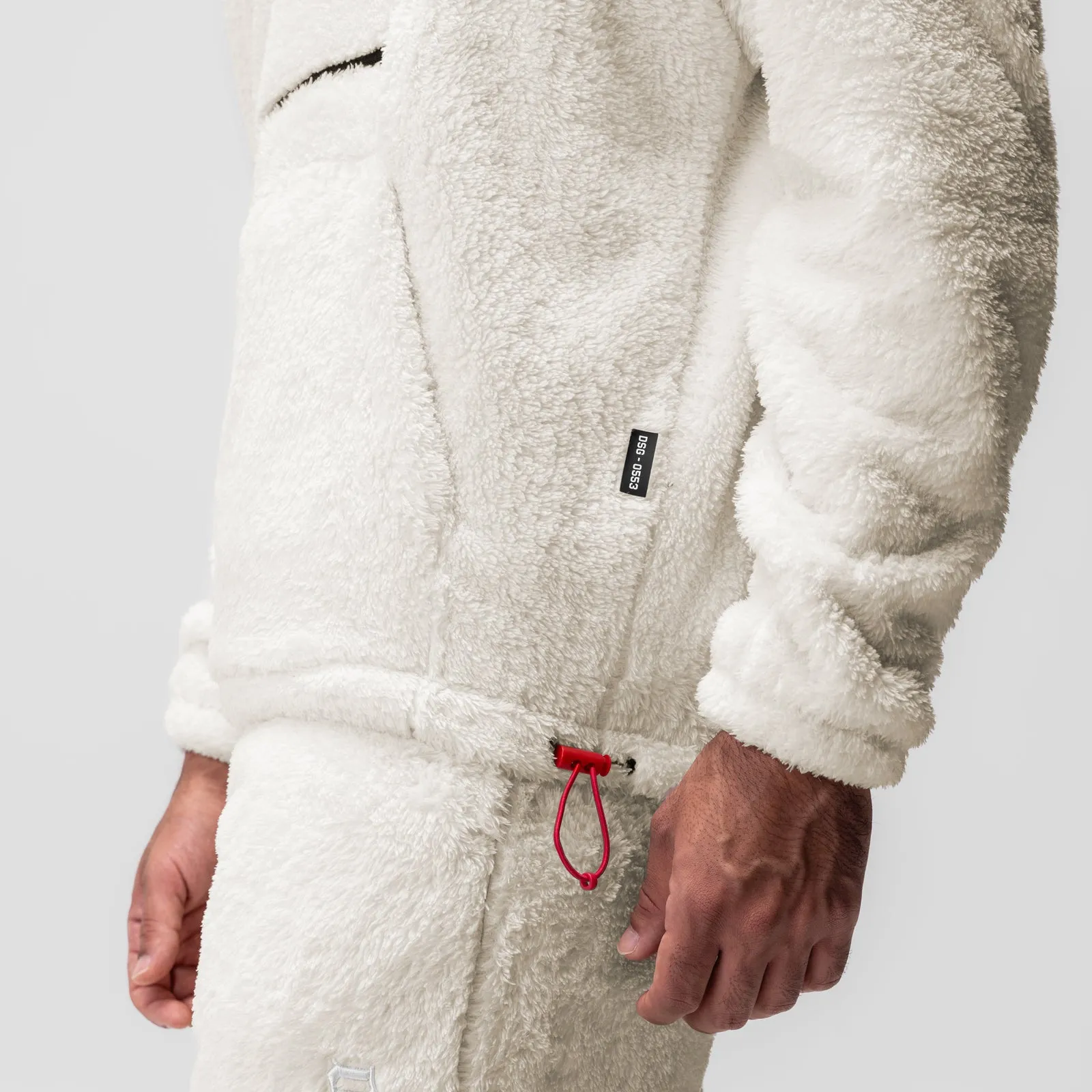 0553. Sherpa Recovery Hoodie - Ivory Cream/Black Cruise Wear Minimalist Stitching