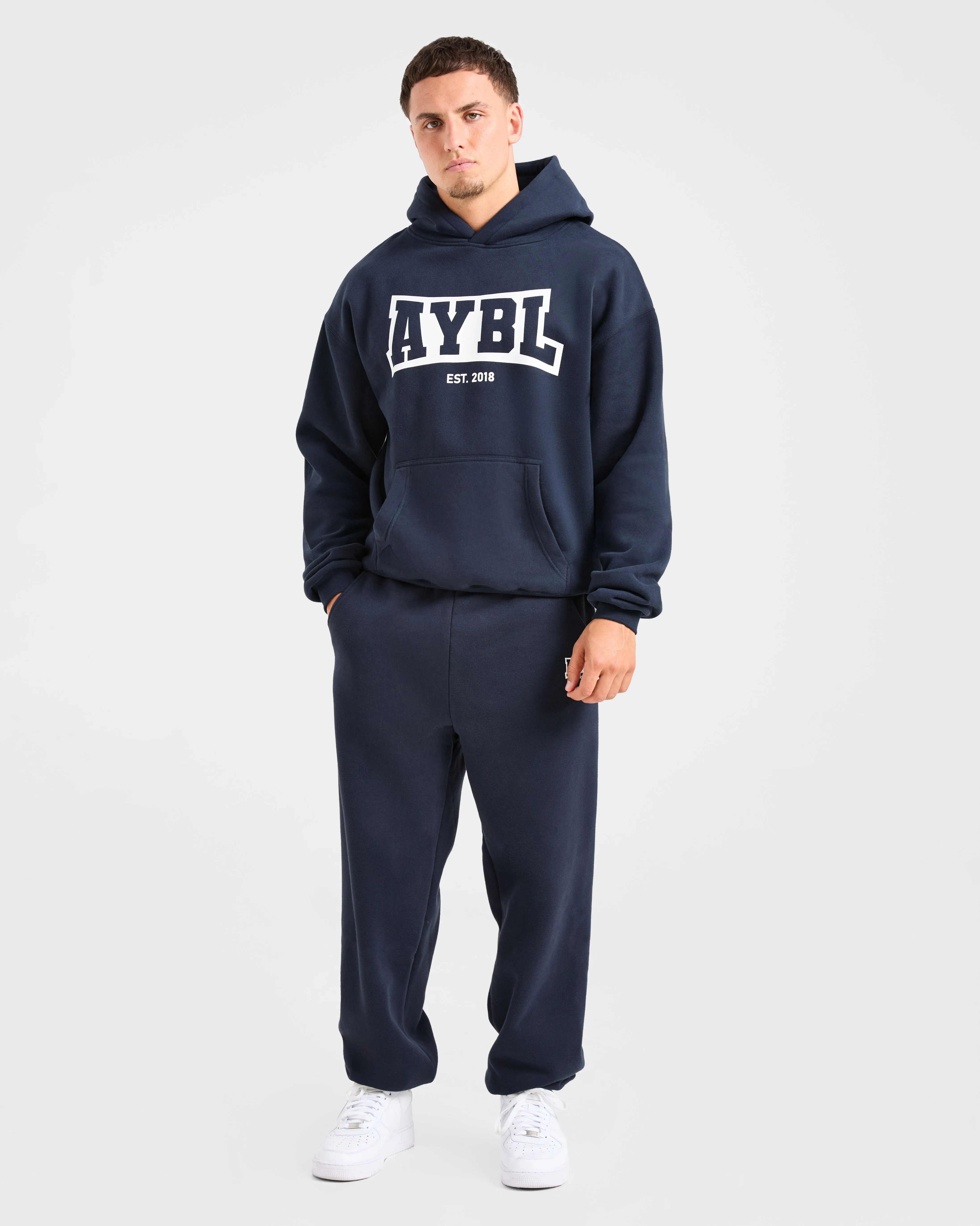 Academy Oversized Hoodie - Navy Statement Sleeves