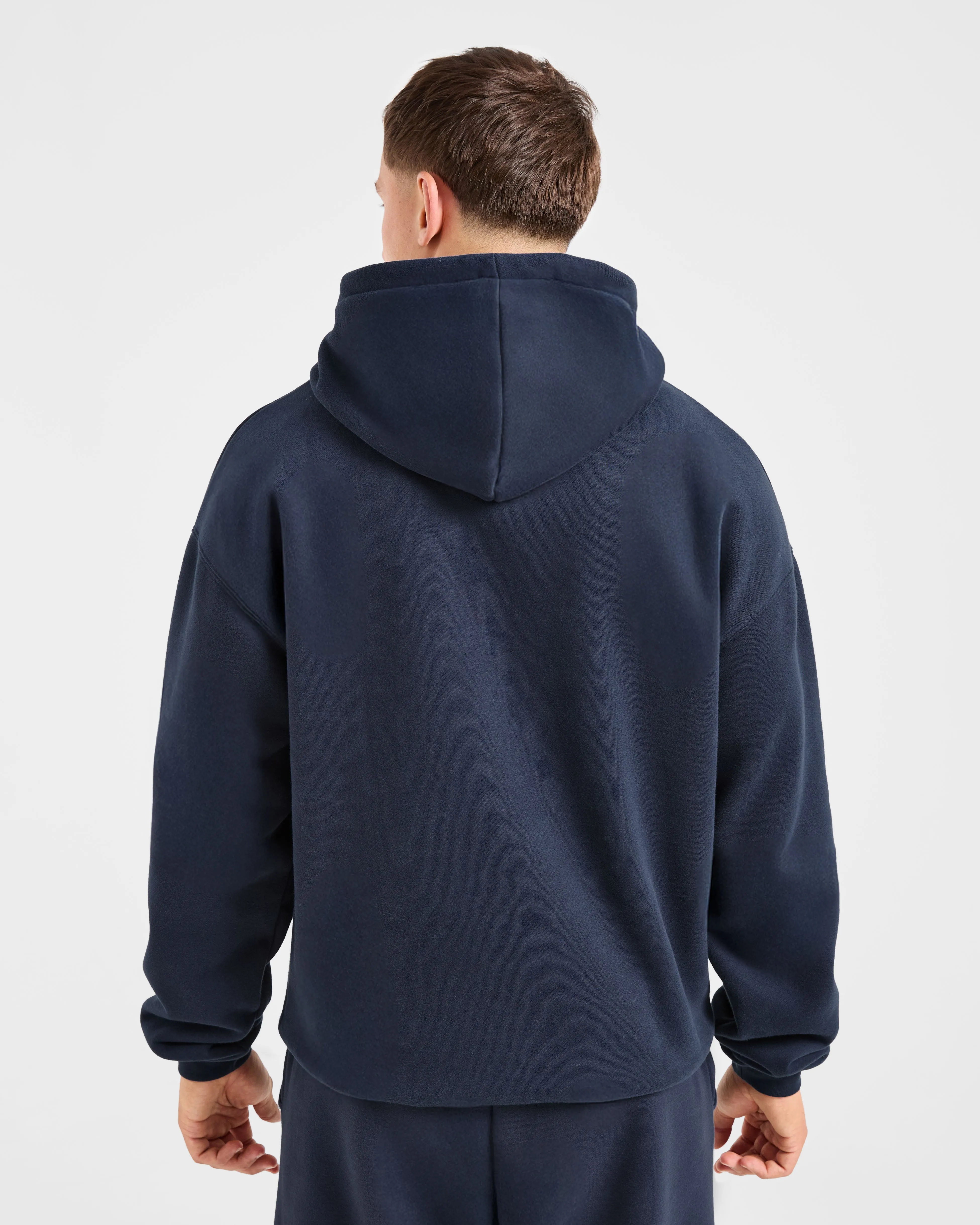 Sheen Georgette details Academy Oversized Hoodie - Navy