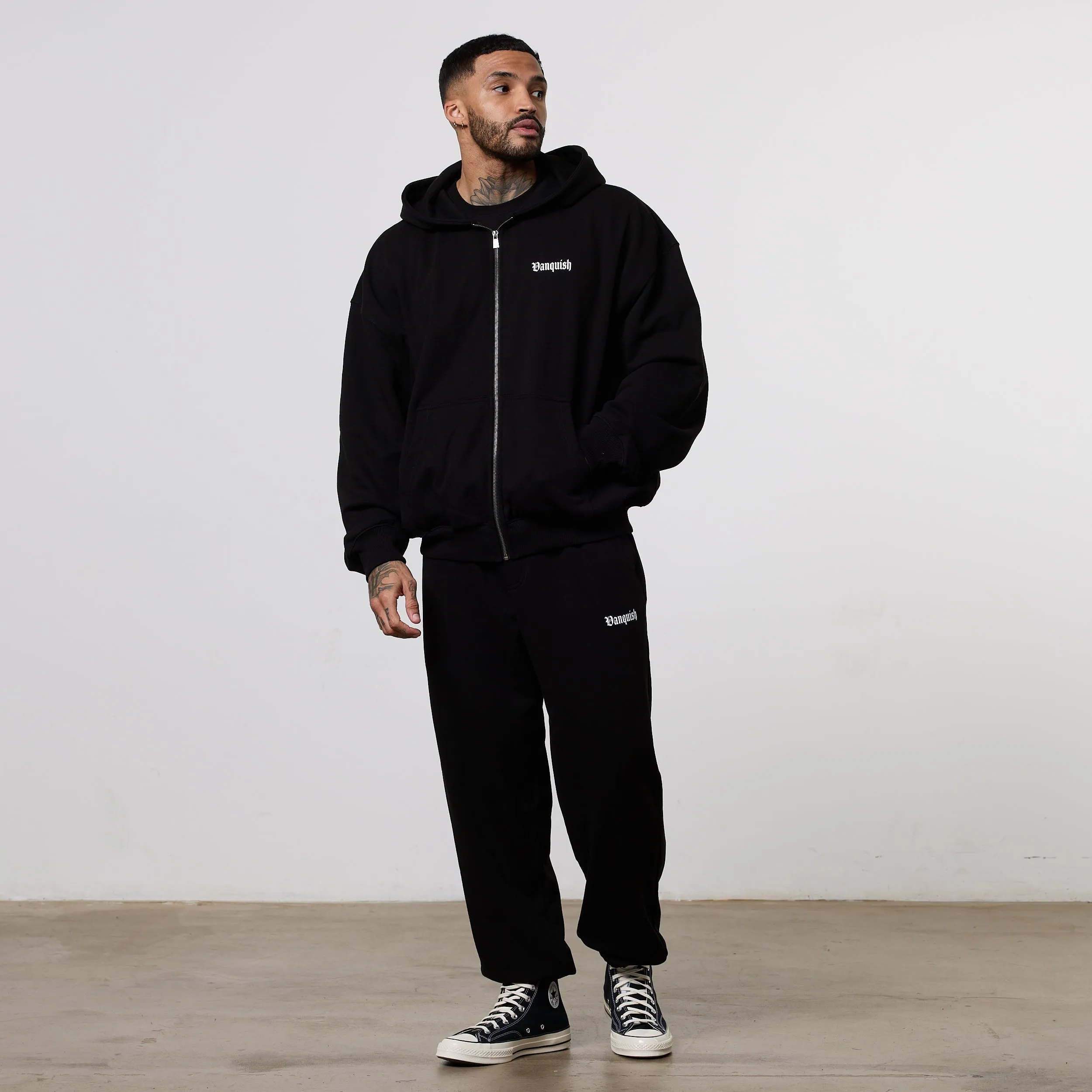 Vanquish Dark Script Black Zip Up Hoodie Winter Apparel snow holiday