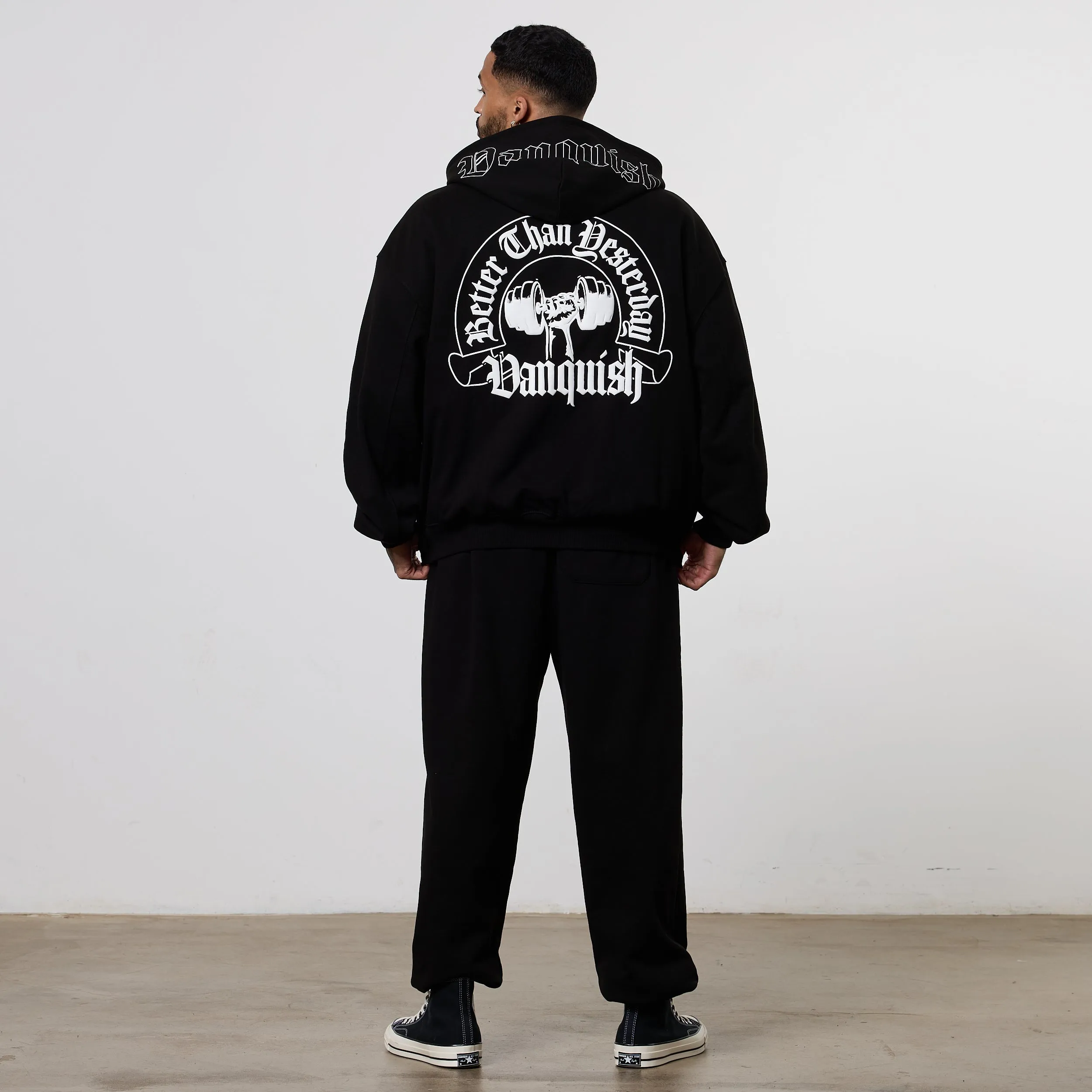 Vanquish Dark Script Black Zip Up Hoodie Hiking wear