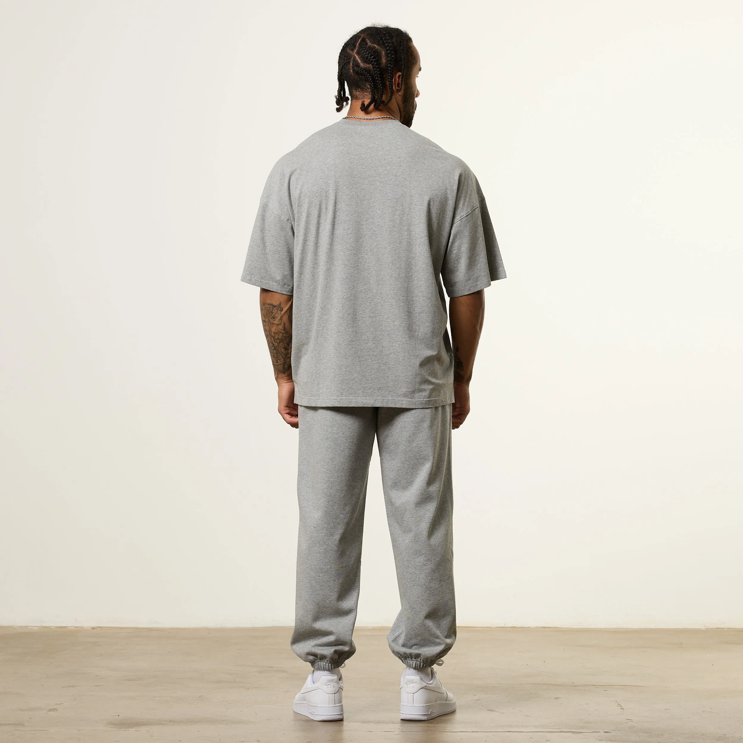 Vanquish Essential V2 Grey Melange Oversized Boxy T Shirt Vibrant Prints