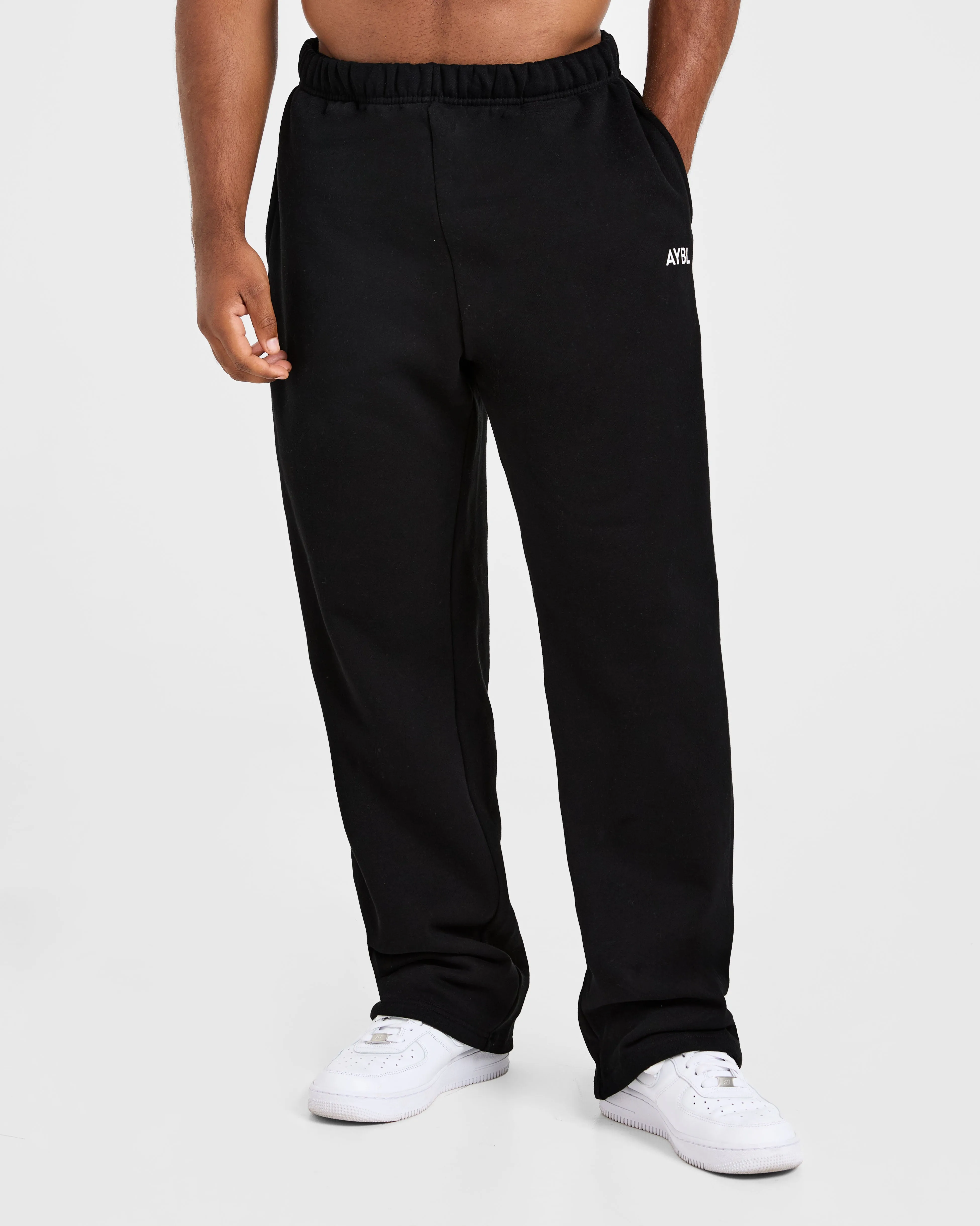 UV Protection Abrasion Resistant Panels Essential Oversized Straight Leg Joggers - Black