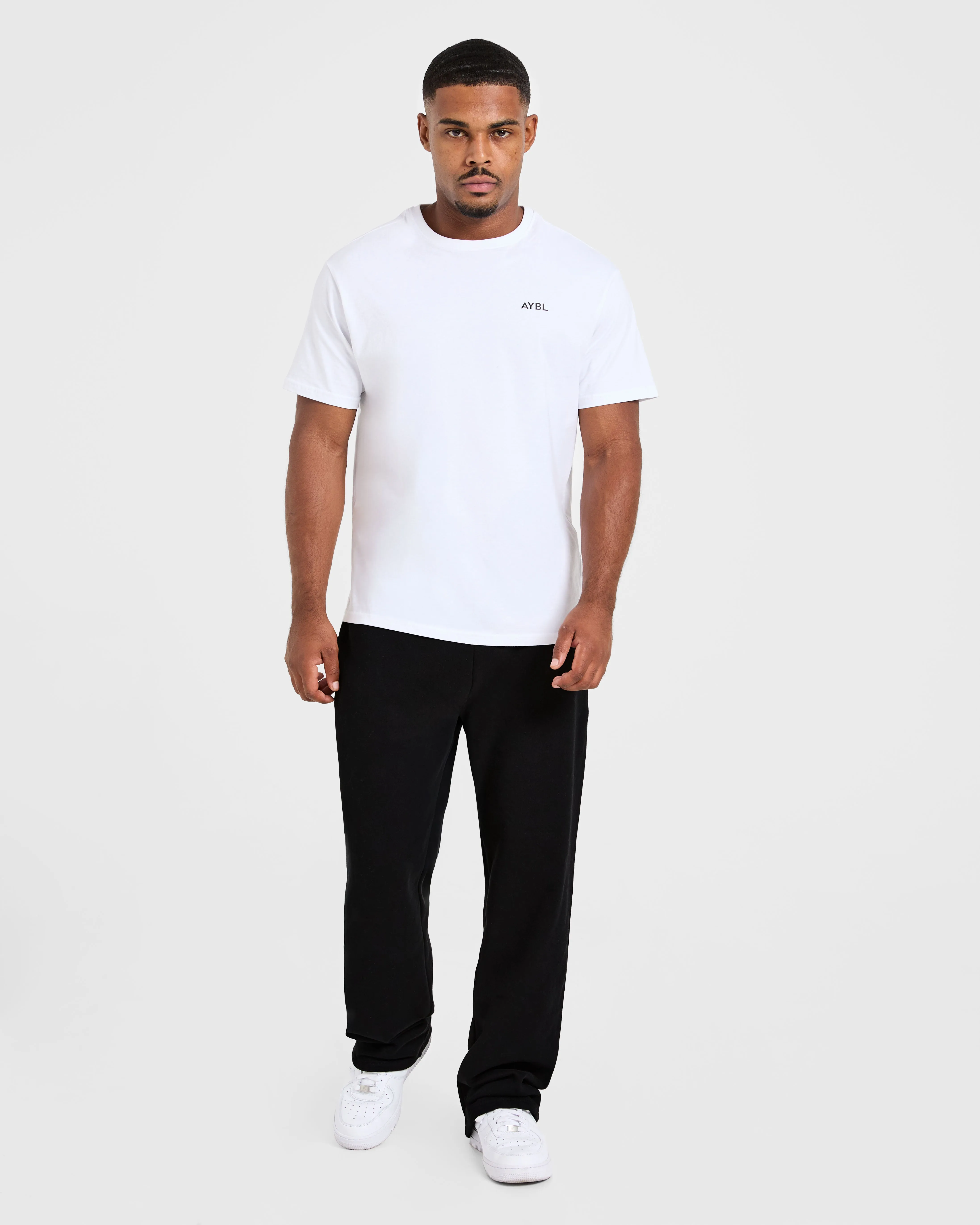Smart Casual Modern Waist Essential Oversized Straight Leg Joggers - Black