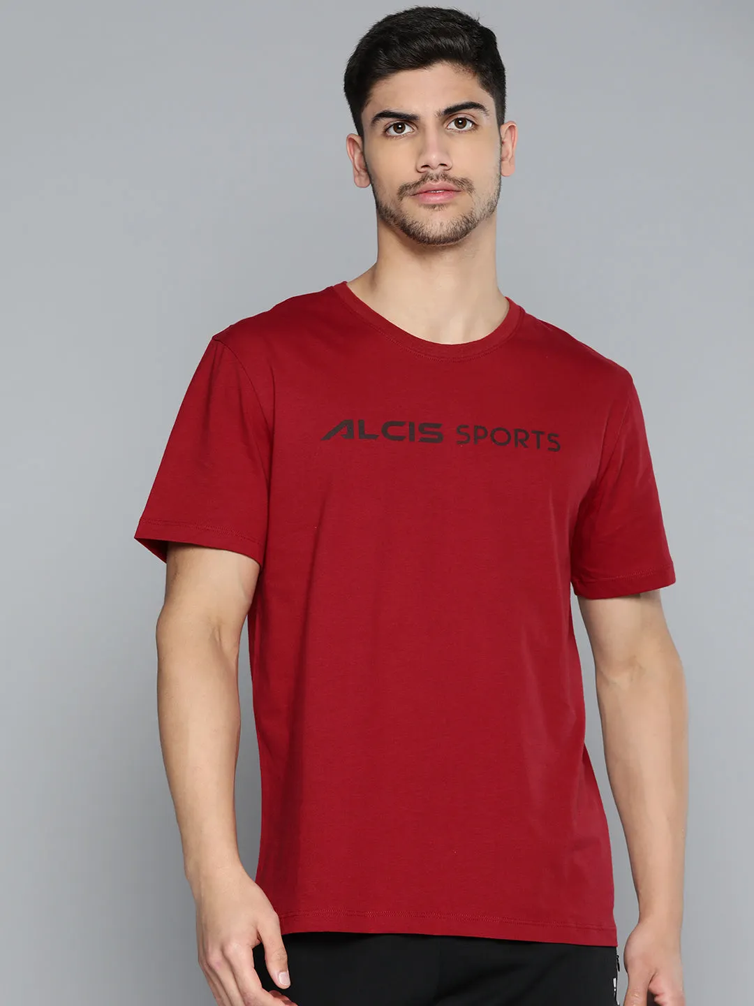 warm glow AbrasiveReinforcedZones Alcis Men Typography Printed Slim Fit Sports T-shirt