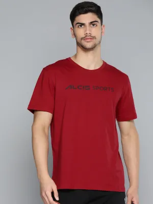 warm glow AbrasiveReinforcedZones Alcis Men Typography Printed Slim Fit Sports T-shirt